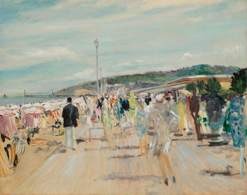 Lucien Adrion comparable auction result: lucien adrion 1889 1953 deauville les planches oil on canvas28 7 8 x 3
