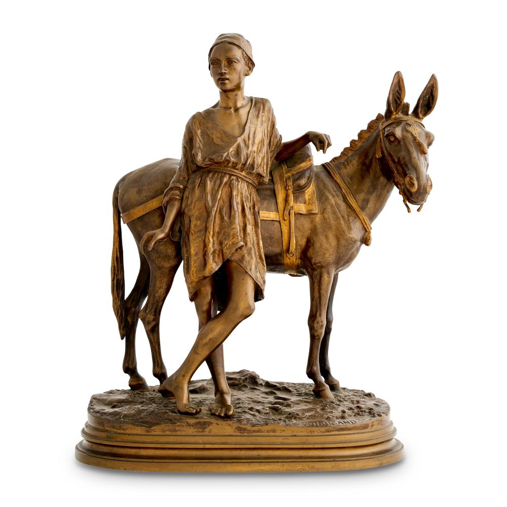 Alfred Dubucand comparable auction result: alfred dubucand 1828 1894 l nier du caire bronze with gilt details 34cm high 29cm wide 16cm deep
