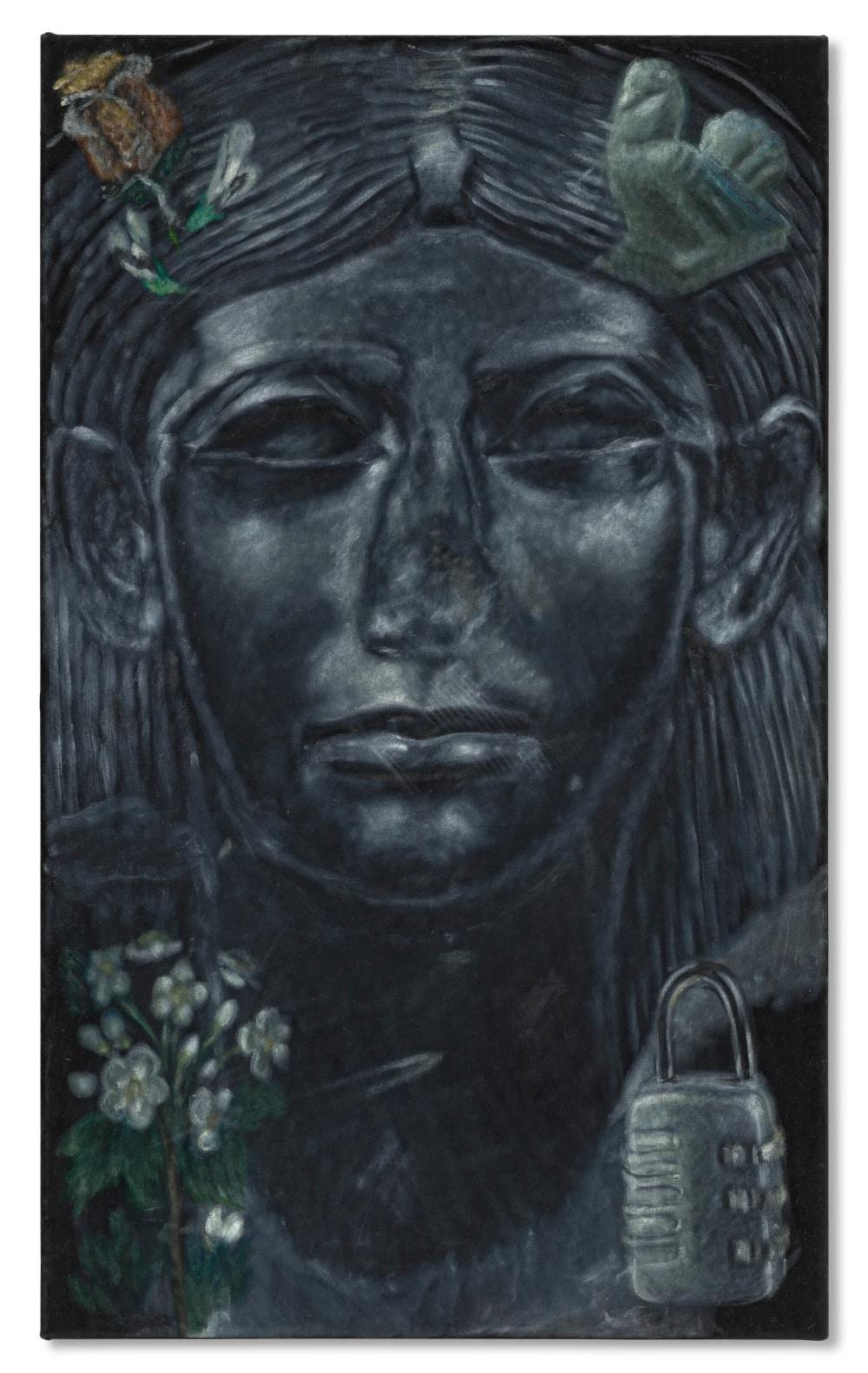 Issy Wood comparable auction result: issy wood b 1993 mother as female sphinx oil on velvet39 3 8 x 23 5 8