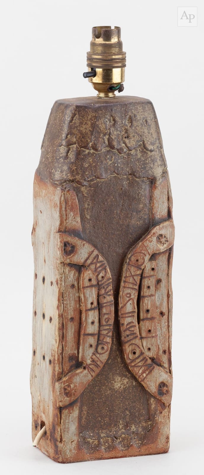 Bernard Rooke comparable auction result: bernard rooke born 1938 a rectangular stoneware sculptural lamp base height 29 5cm excluding brass fitting