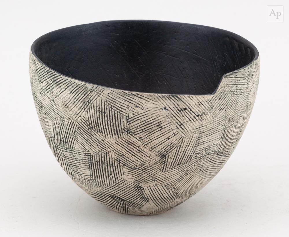 Carolyn Genders comparable auction result: carolyn genders born 1957 an earthenware bowl with stepped rim and incised decoration incised signature made 1995 diameter 18cm