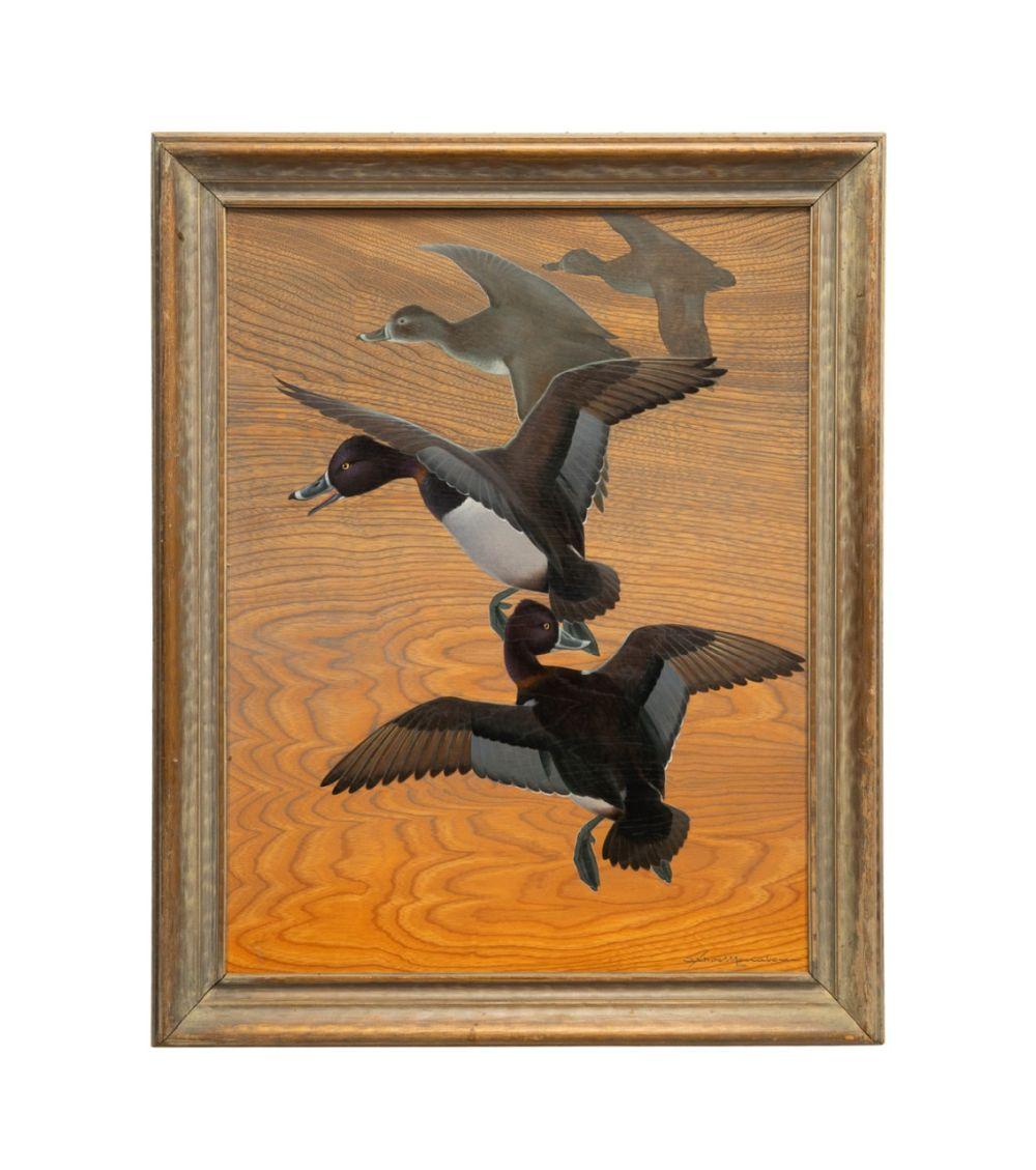 athos menaboni ring neck ducks oil on wood panel · Ahlers & Ogletree Inc. · 2025-11-20 Athos Menaboni comparable auction result: athos menaboni ring neck ducks oil on wood panel
