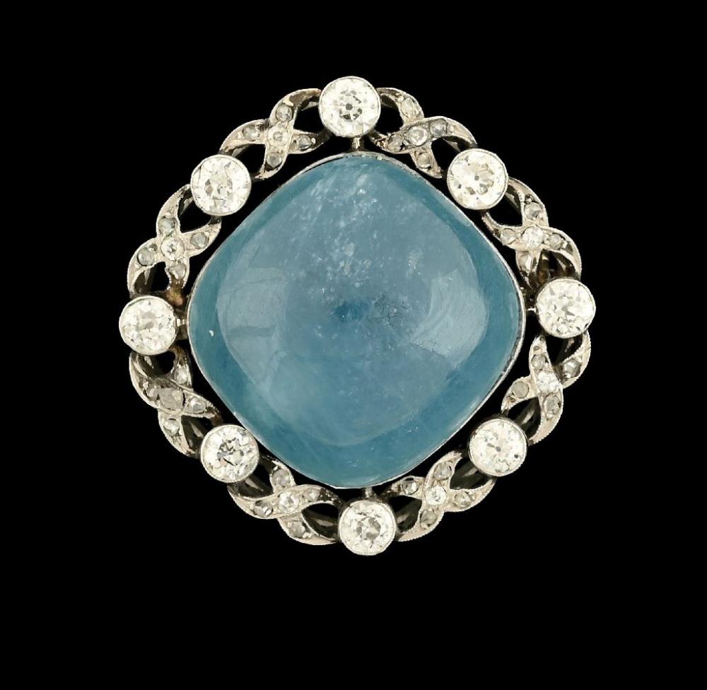 ANTIQUE CARTIER PLATINUM AQUAMARINE & DIAMOND BROOCH W/ APPRAISAL sold by Morphy Auctions, lot 1003 — auction record photograph