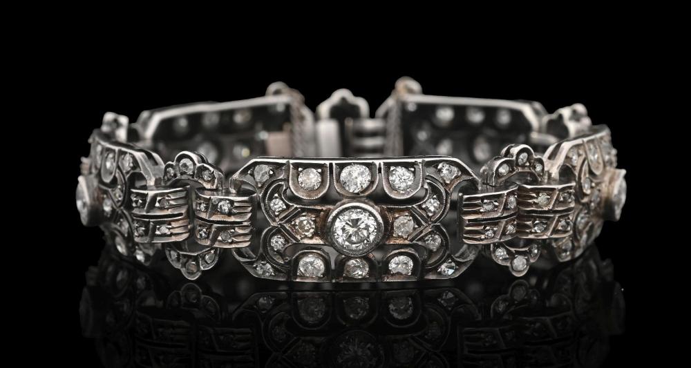 C. 1930S ART DECO STERLING SILVER DIAMOND BRACELET W/ APPRAISAL sold by Morphy Auctions, lot 1161 — auction record photograph