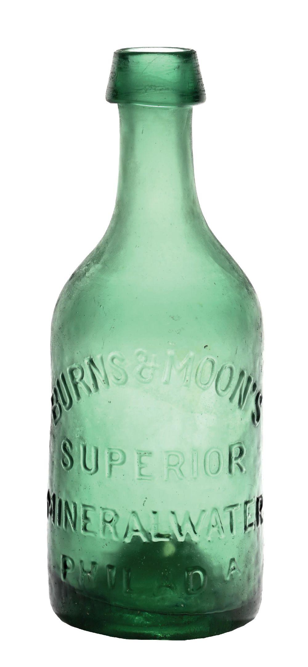 BURNS & MOON'S SUPERIOR MINERAL WATER EMBOSSED GLASS BOTTLE sold by Morphy Auctions, lot 2056 — auction record photograph