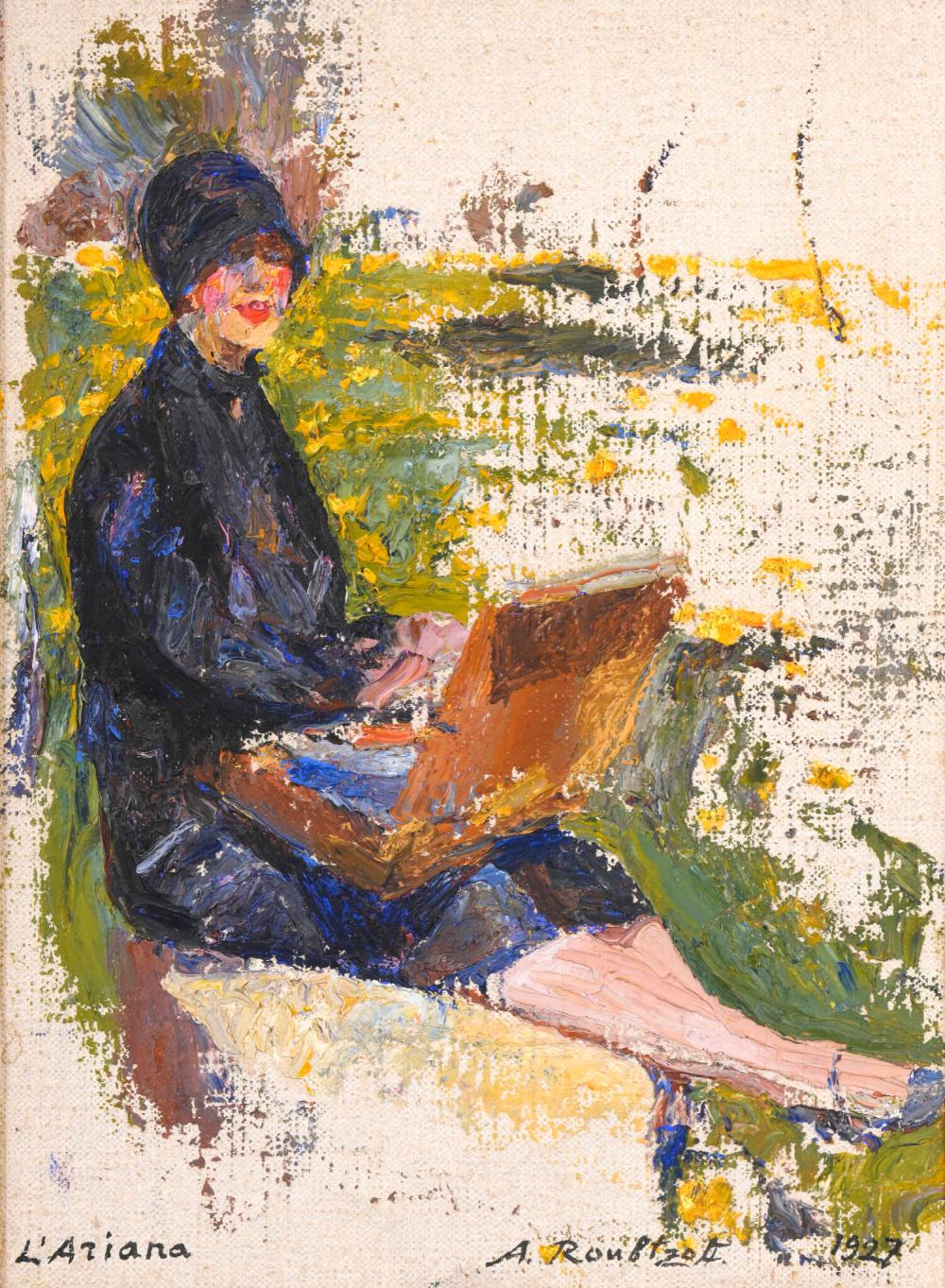 Aleksandr Aleksandrovic Rubcov comparable auction result: alexandre roubtzoff saint p tersbourg 1884 tunis 1949 madeleine de matteis peignant en pleine nature dans les jardins de l ariana 1927