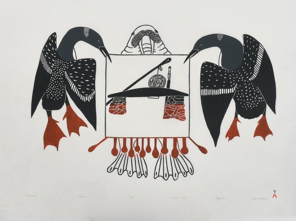 Mayureak Ashoona comparable auction result: mayoreak ashoona b 1946 stonecut print
