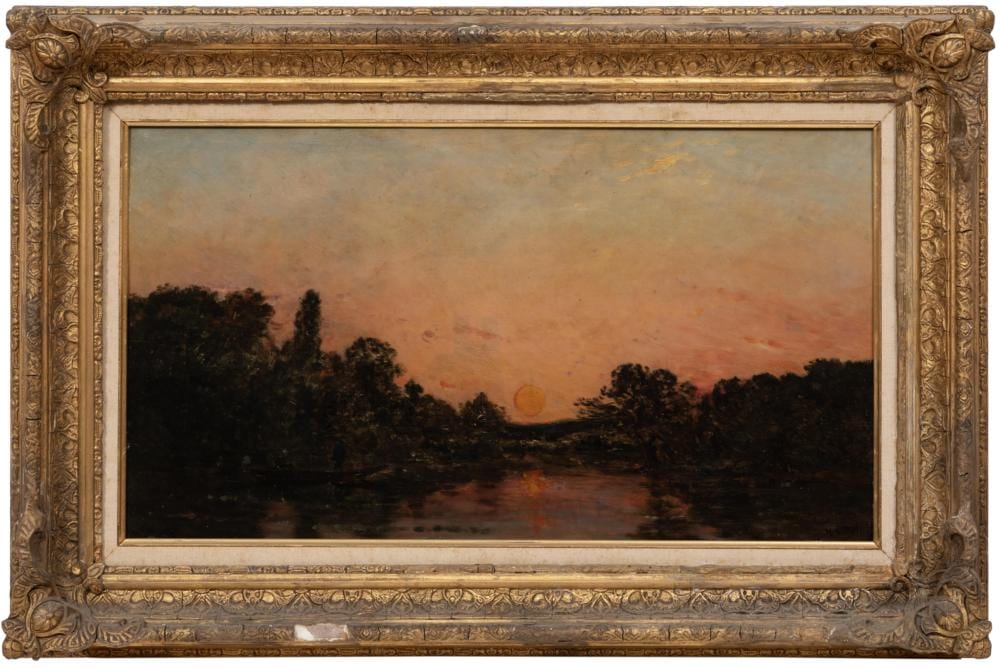 Hippolyte-Camille Delpy comparable auction result: hippolyte camille delpy french 1842 1910 river landscape sunset oil on panel