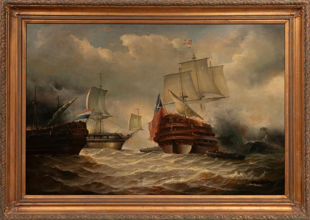 Jean Laurent comparable auction result: jean michel laurent french american 1898 1988 naval engagement oil on canvas