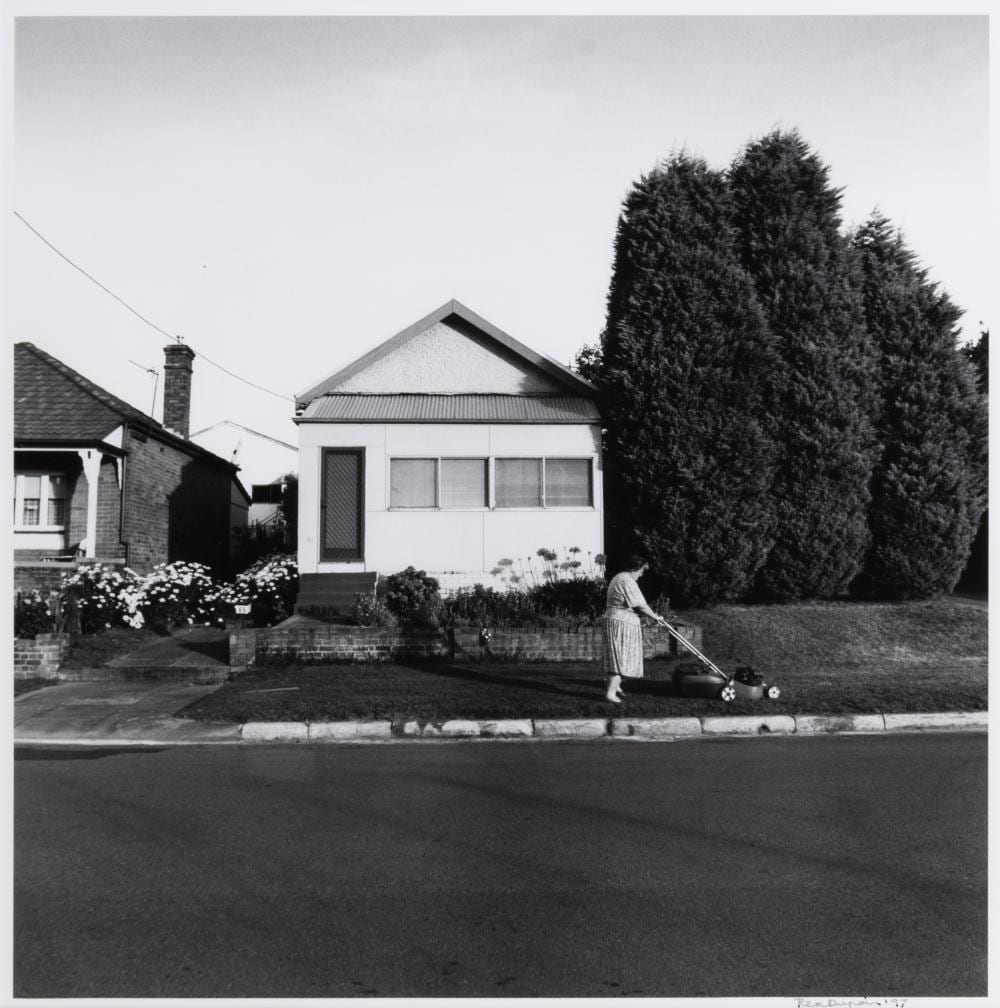 Rex Dupain comparable auction result: rex dupain born 1954 woman mowing lawn 1997