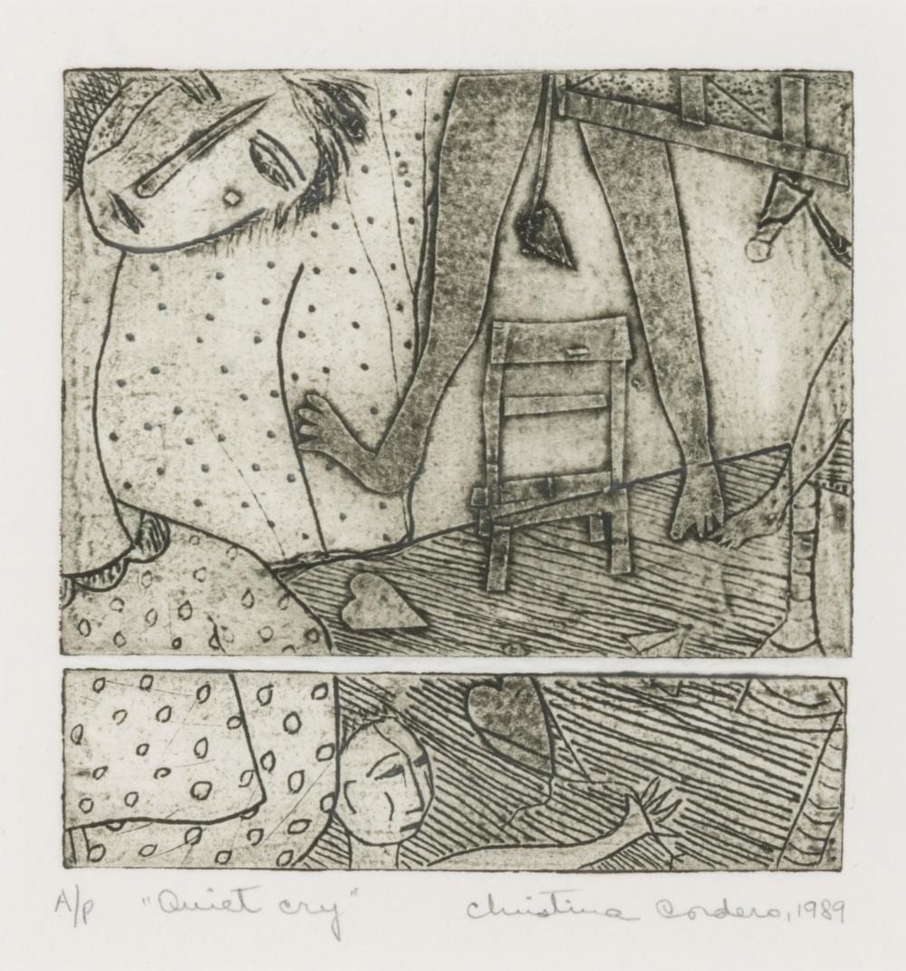 Christina Cordero comparable auction result: christina cordero born 1940 quiet cry 1989
