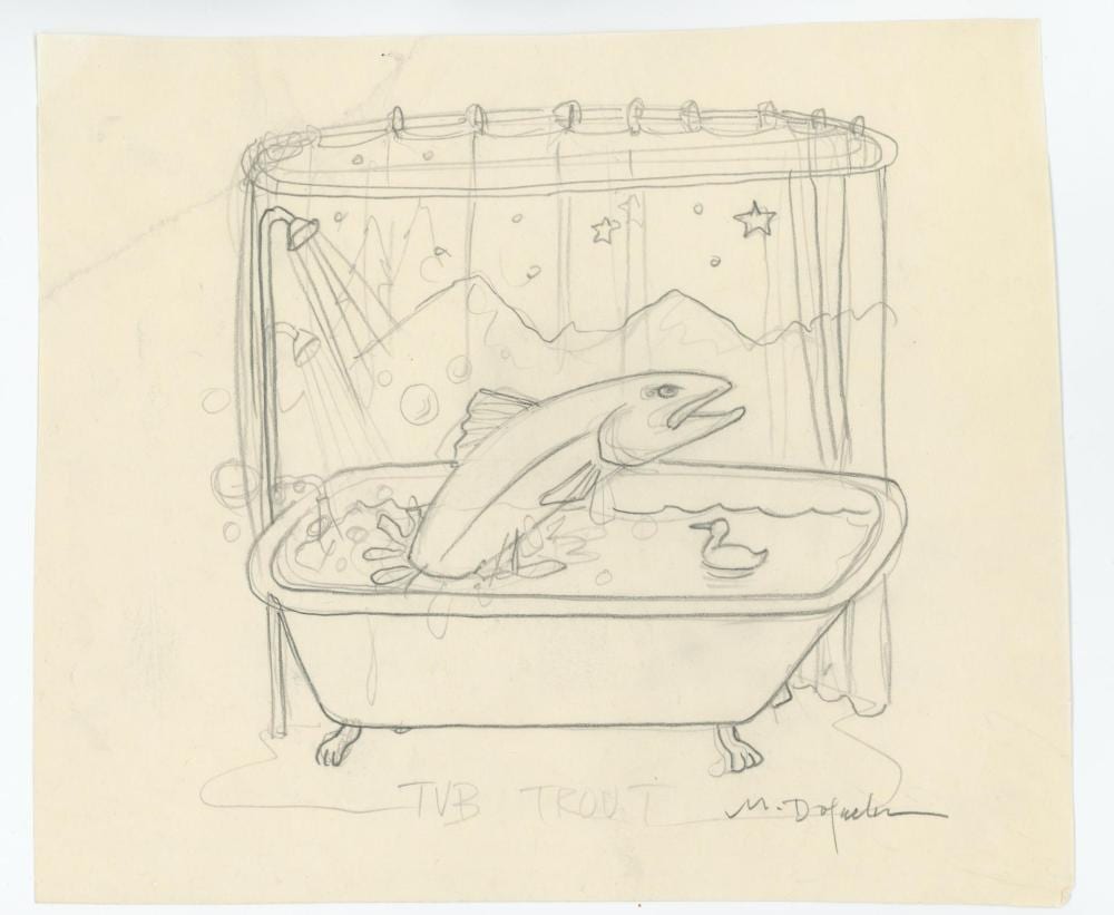 Monte Dolack comparable auction result: monte dolack original pencil drawing