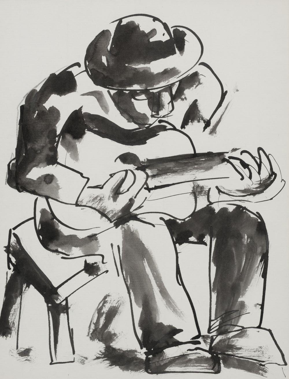 Armand Herman comparable auction result: herman josef 1911 2000 man with guitar