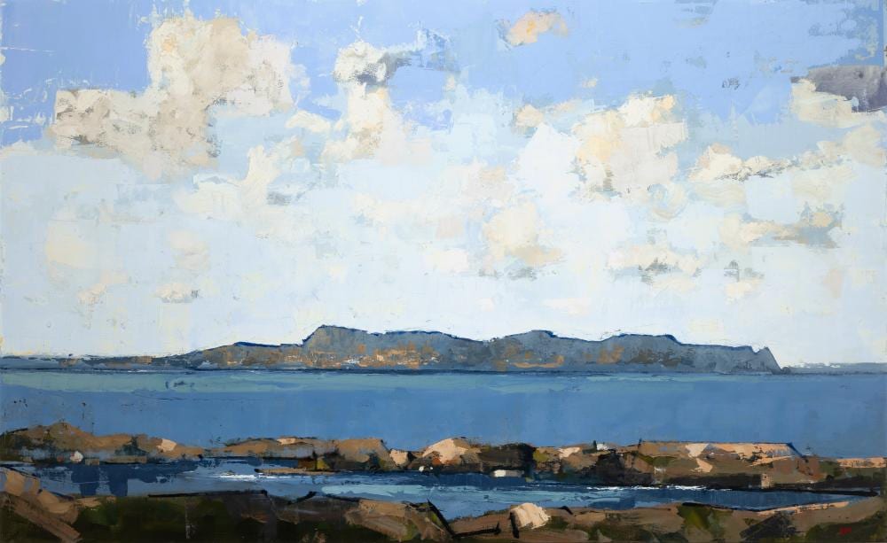 Martin Mooney comparable auction result: martin mooney b 1960 howth from sandycove 2023 oil on board 91 x 153cm 35 x 60 signed with initials also signed inscribed with title and dated 2023 verso
