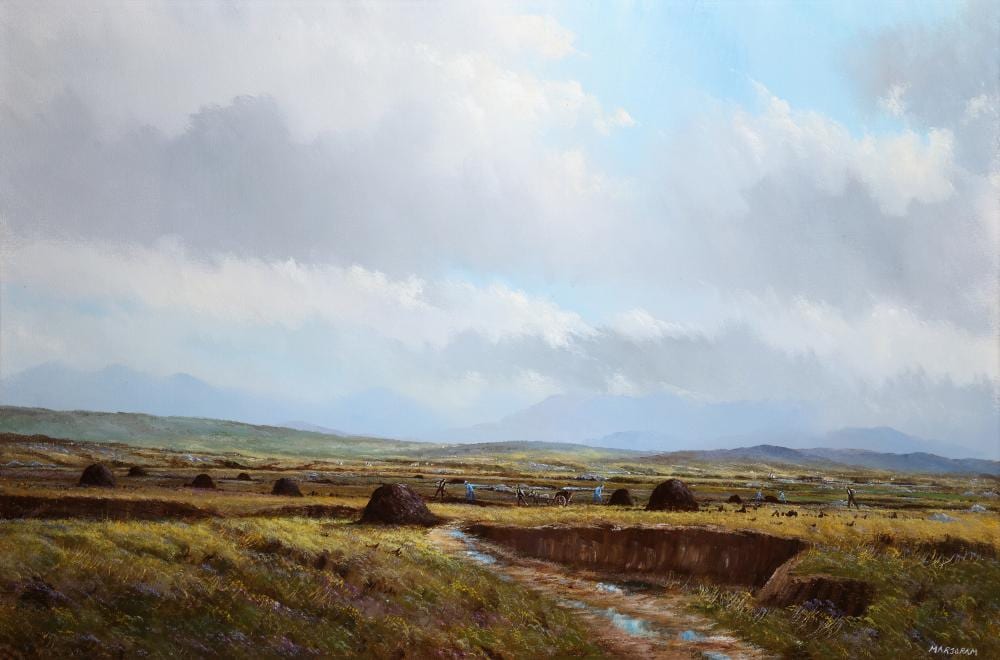 gerard marjoram 1936 2024 turf cutters oil on canvas 60 x 90cm 23 x 35 signed · Adam's · 2025-11-26 Gerard Marjoram comparable auction result: gerard marjoram 1936 2024 turf cutters oil on canvas 60 x 90cm 23 x 35 signed