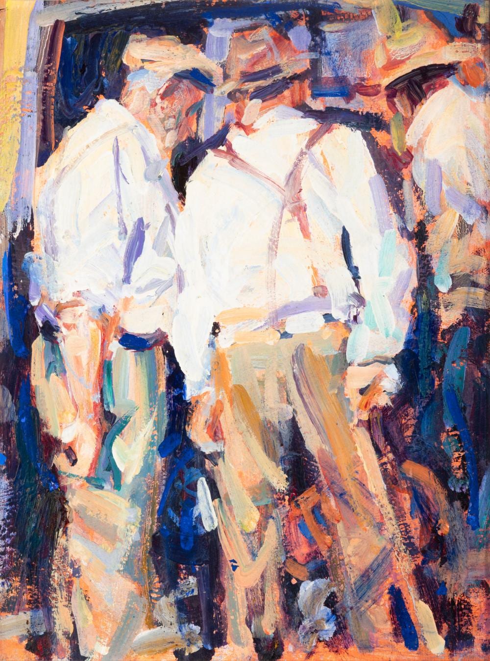 Arthur Maderson comparable auction result: arthur maderson b 1942 back of a lorry tallow horse fair oil on canvas on board 40 5 x 30 5cm 15 x 12 signed and inscribed verso