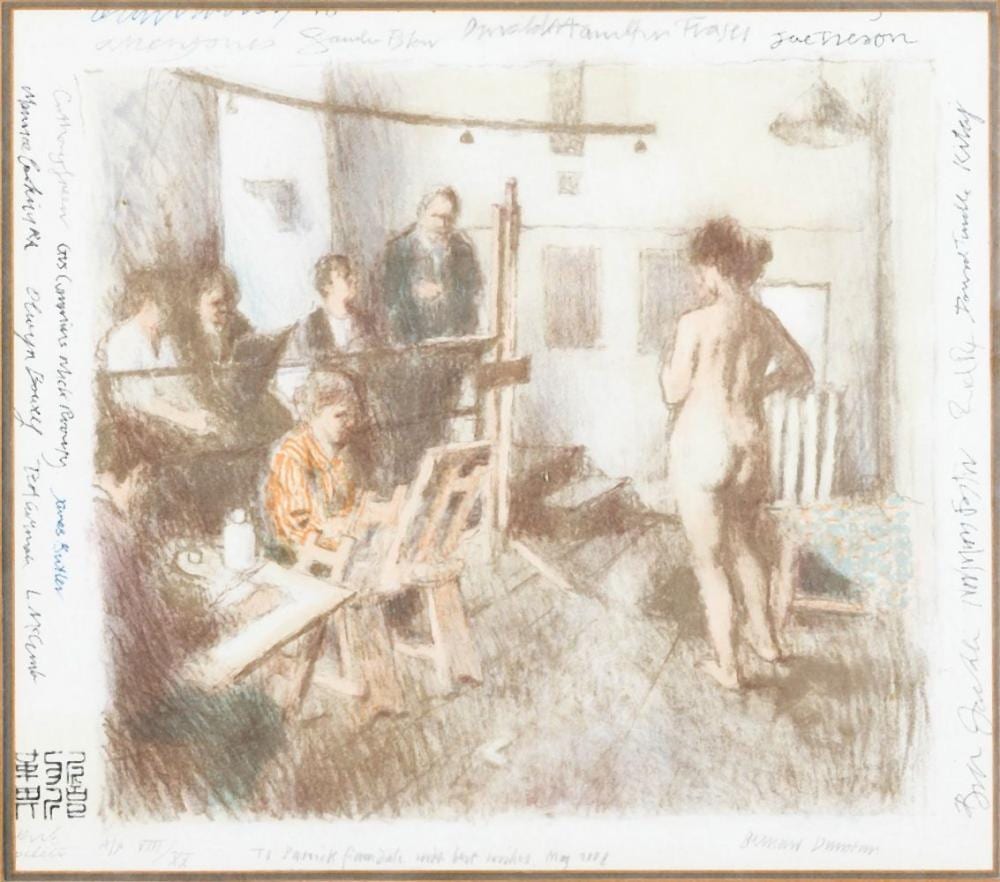 Bernard Dunstan comparable auction result: bernard dunstan british 1920 2017 the life room lithograph in colou