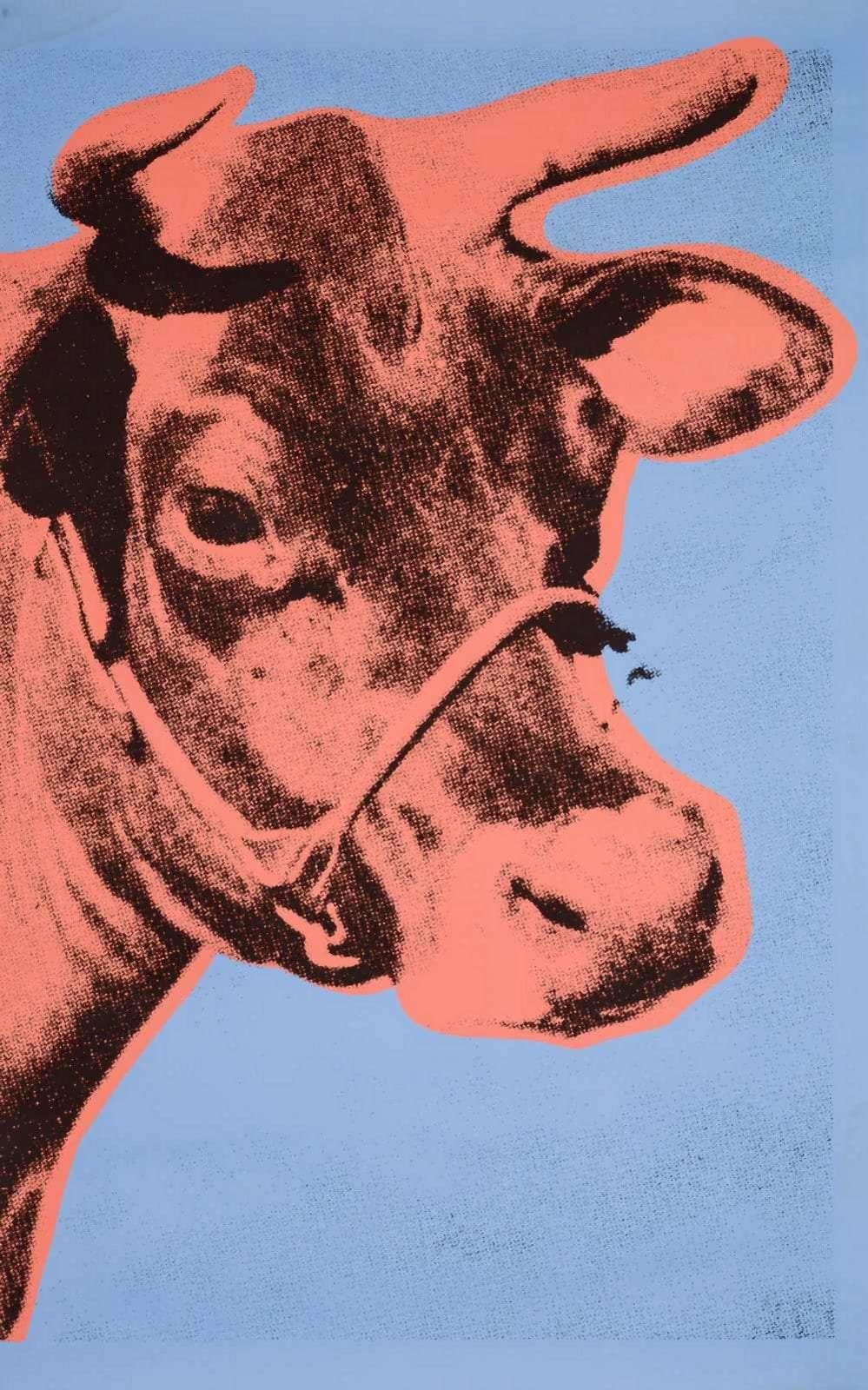 After Andy Warhol, American 1928-1987, Cow (Blue/Pink); offset lithograph sold by Roseberys, lot 241 — auction record photograph