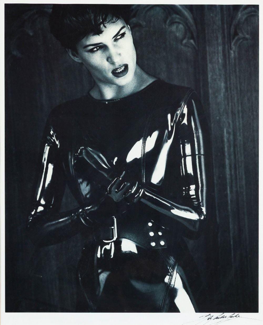 Bob Carlos Clarke comparable auction result: bob carlos clarke british irish 1950 2006 pvc suit 2 black and white