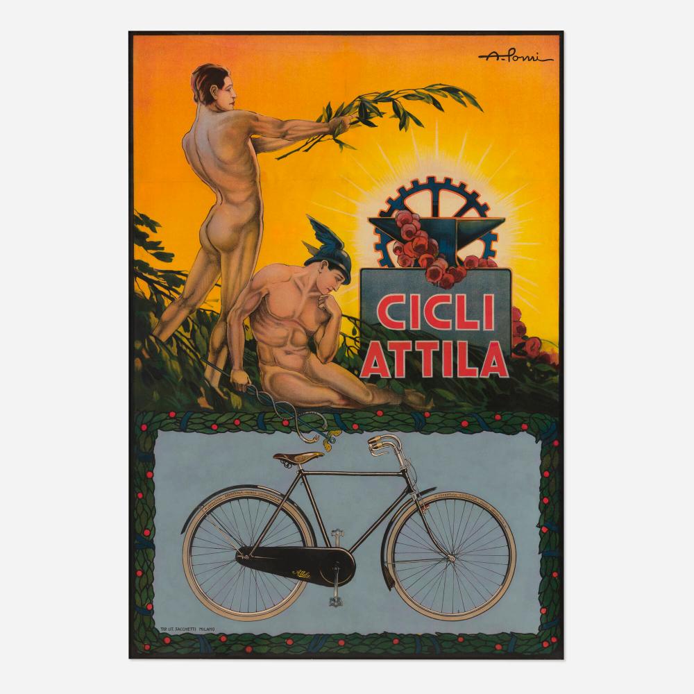 Alessandro Pomi comparable auction result: alessandro pomi cicli attila vintage poster