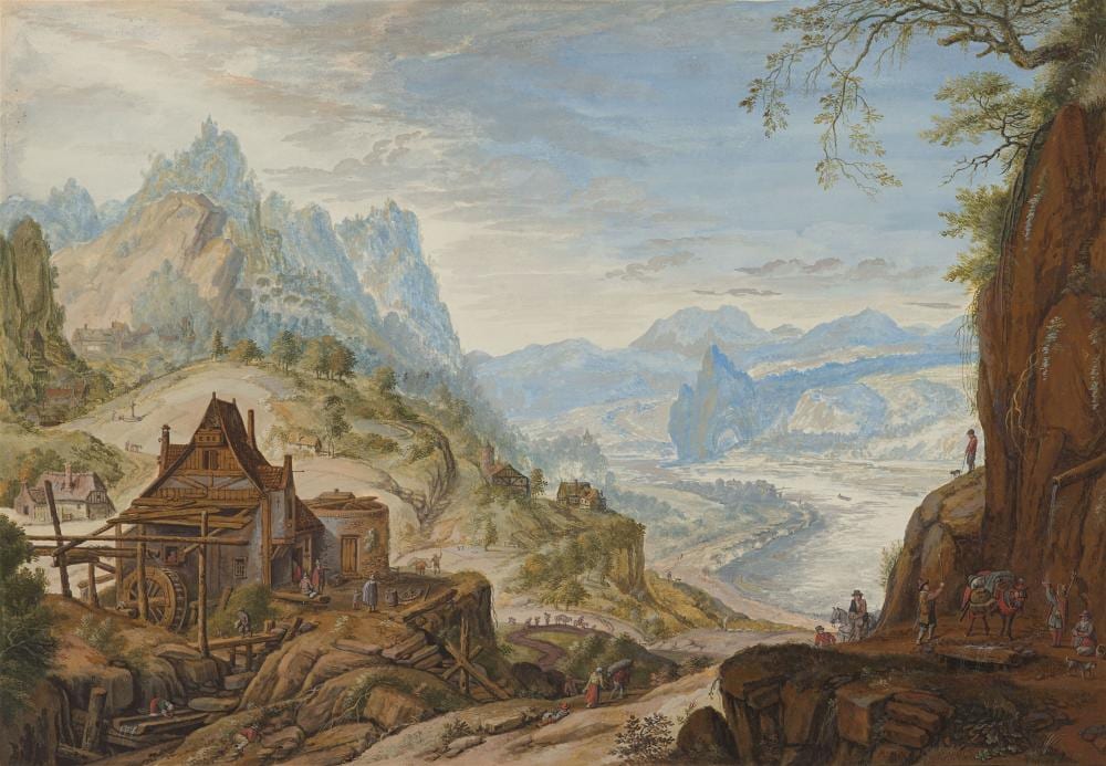 Abraham Rademaker comparable auction result: abraham rademaker rhine landscape with a watermill in the foreground