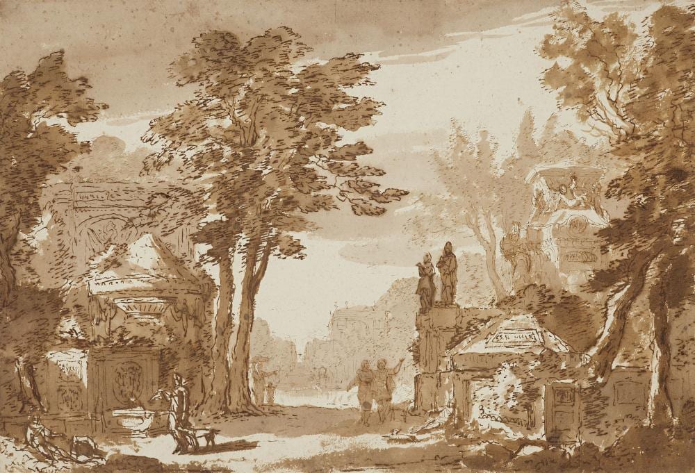 Abraham Rademaker comparable auction result: abraham rademaker classic landscape with figures
