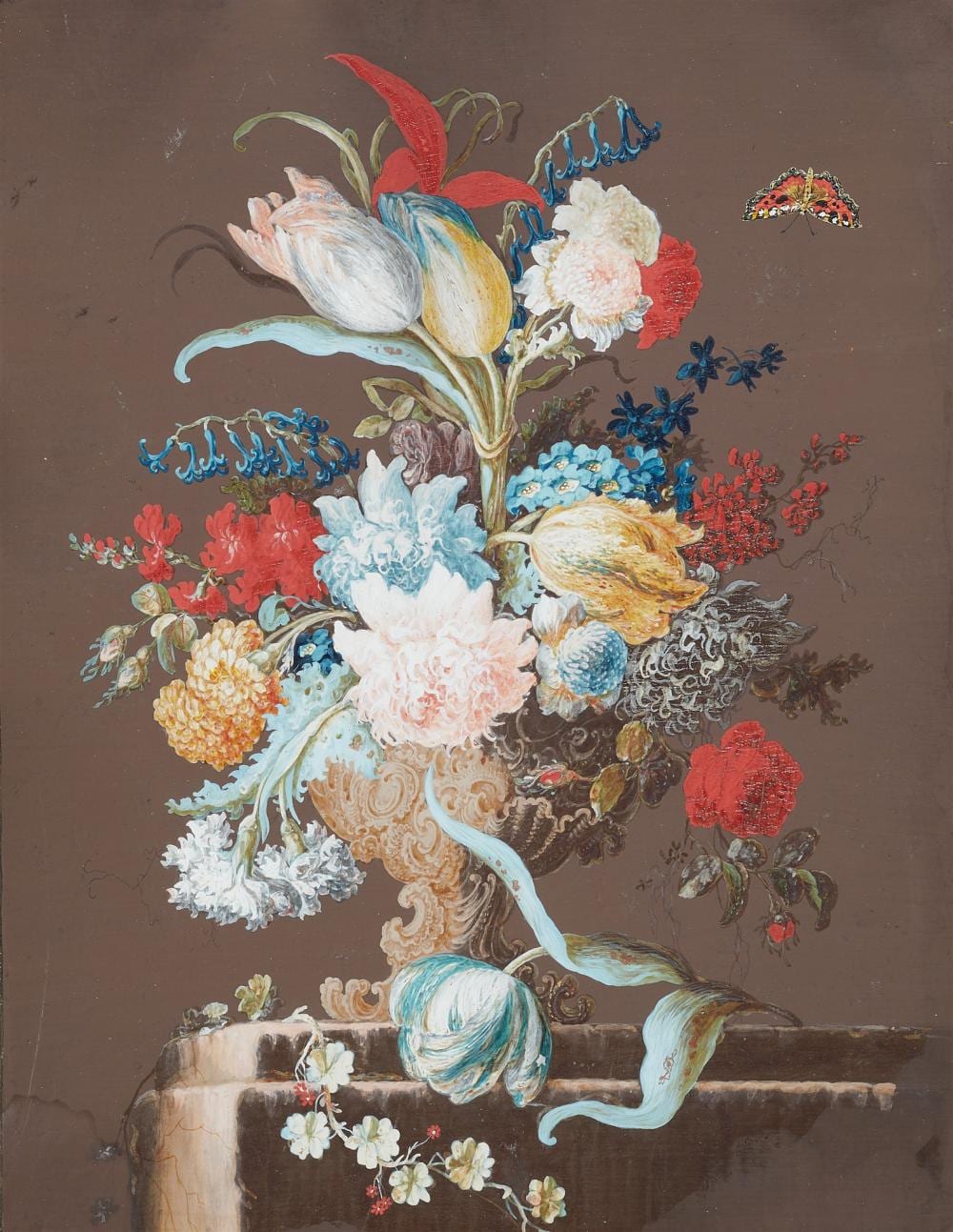 Barbara Regina Dietzsch comparable auction result: barbara regina dietzsch attributed to a pair of still lifes with flowers in a vase and a butterfly