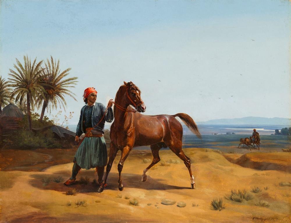 Friedrich Nerly comparable auction result: friedrich nerly cavallo arabo the arabian stallion tursi of wilhelm i of w rttemberg