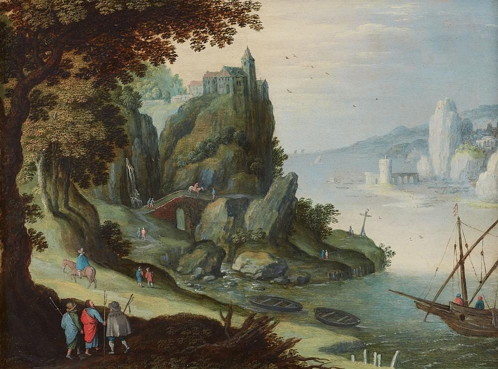 Marten Ryckaert comparable auction result: marten ryckaert circle of wide rocky landscape along a river