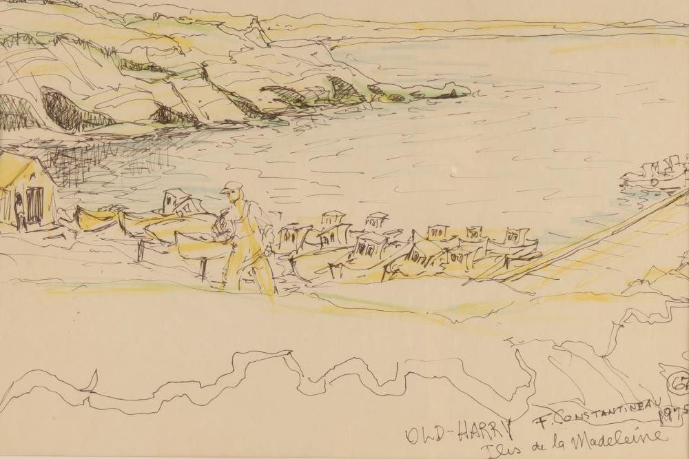 Fleurimond Constantineau comparable auction result: fleurimond constantineau canadian 1905 1981 drawing iles de la madeleine 1975