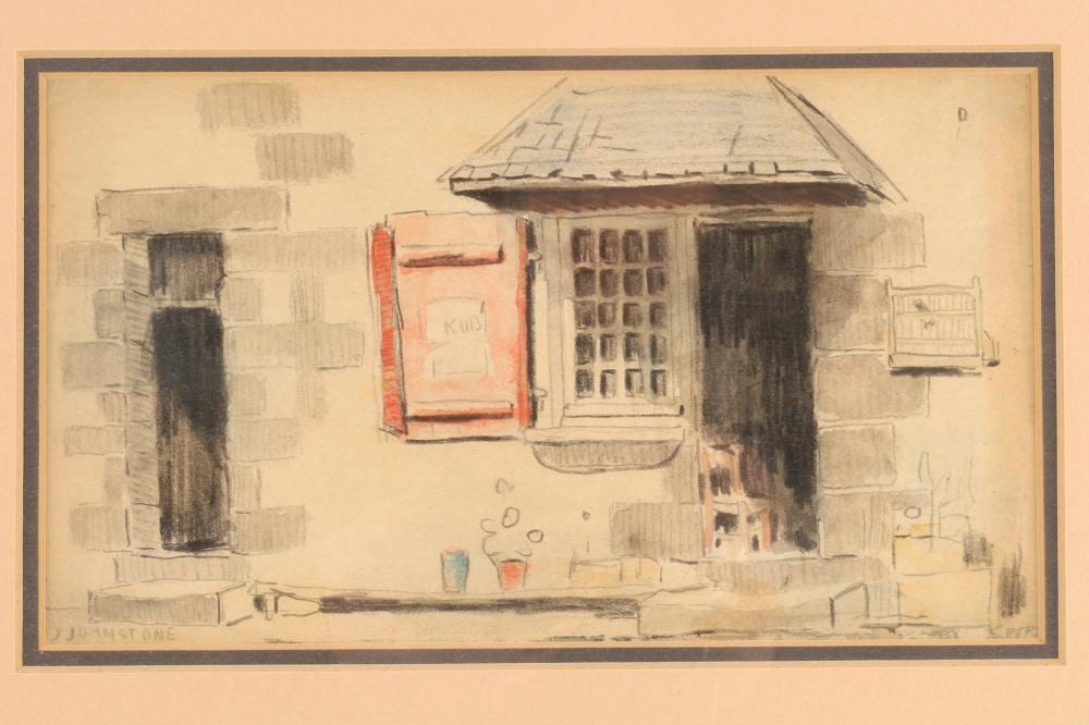 John Young Johnstone comparable auction result: john young johnstone canadian 1887 1930 mixed media store front drawing