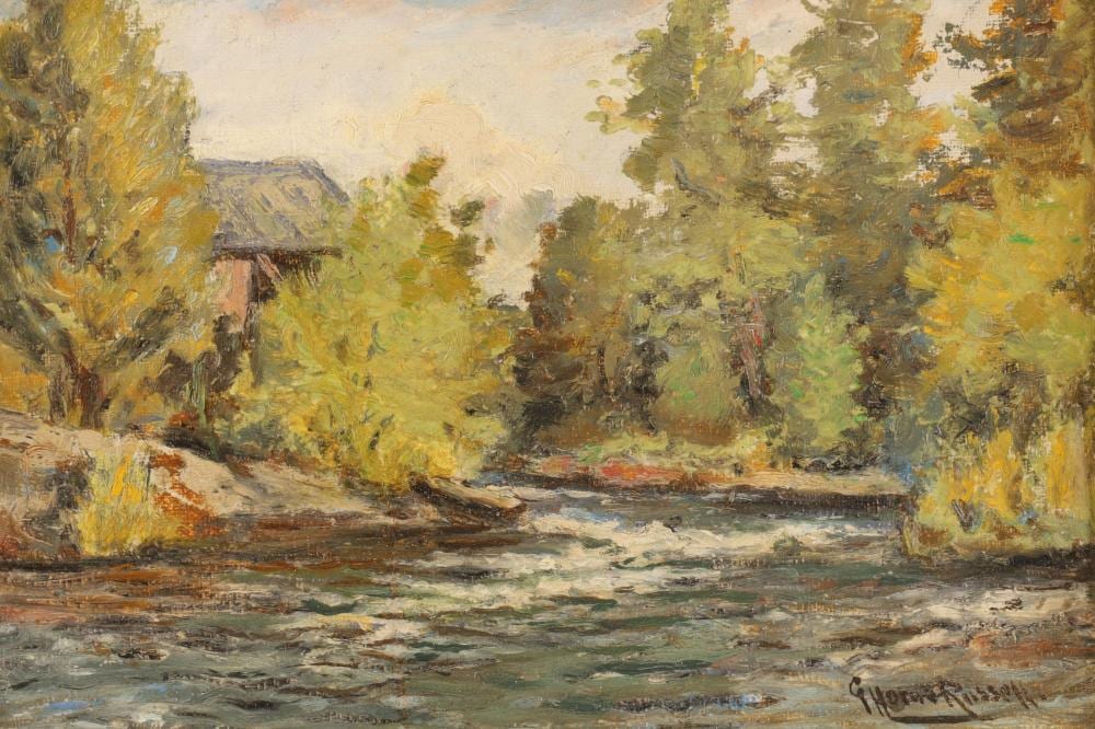 George Horne Russell comparable auction result: george horne russell scottish canadian 1861 1933 impressionist river landscape
