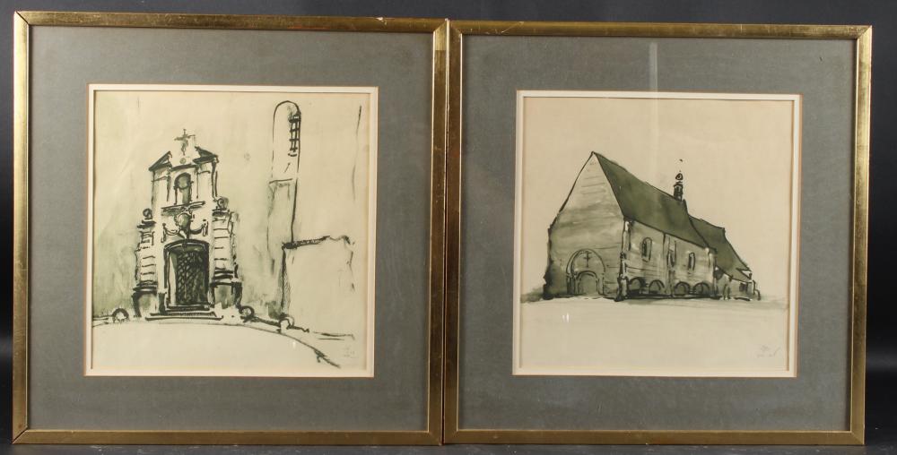 Stanislaw Noakowski comparable auction result: stanislaw noakowski 1867 1928 view of a church and another of a doorway two prints both signed with ini