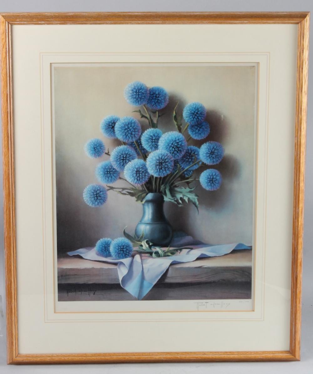 Robert Chailloux comparable auction result: robert chailloux 1913 2006 vase of blue flowers limited edition colour print 268 375 blindstamped sign