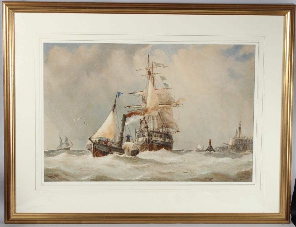 richard henry nibbs c 1816 1893 towing out of port watercolour signed and inscribed 49 x 74cm · John Nicholson's Fine Art Auctioneers & Valuers · 2025-11-12 Richard Henry Nibbs comparable auction result: richard henry nibbs c 1816 1893 towing out of port watercolour signed and inscribed 49 x 74cm