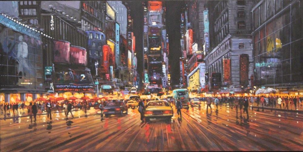 Henderson Cisz comparable auction result: henderson cisz b 1960 time square ii new york city street at night oil on canvas signed purchased