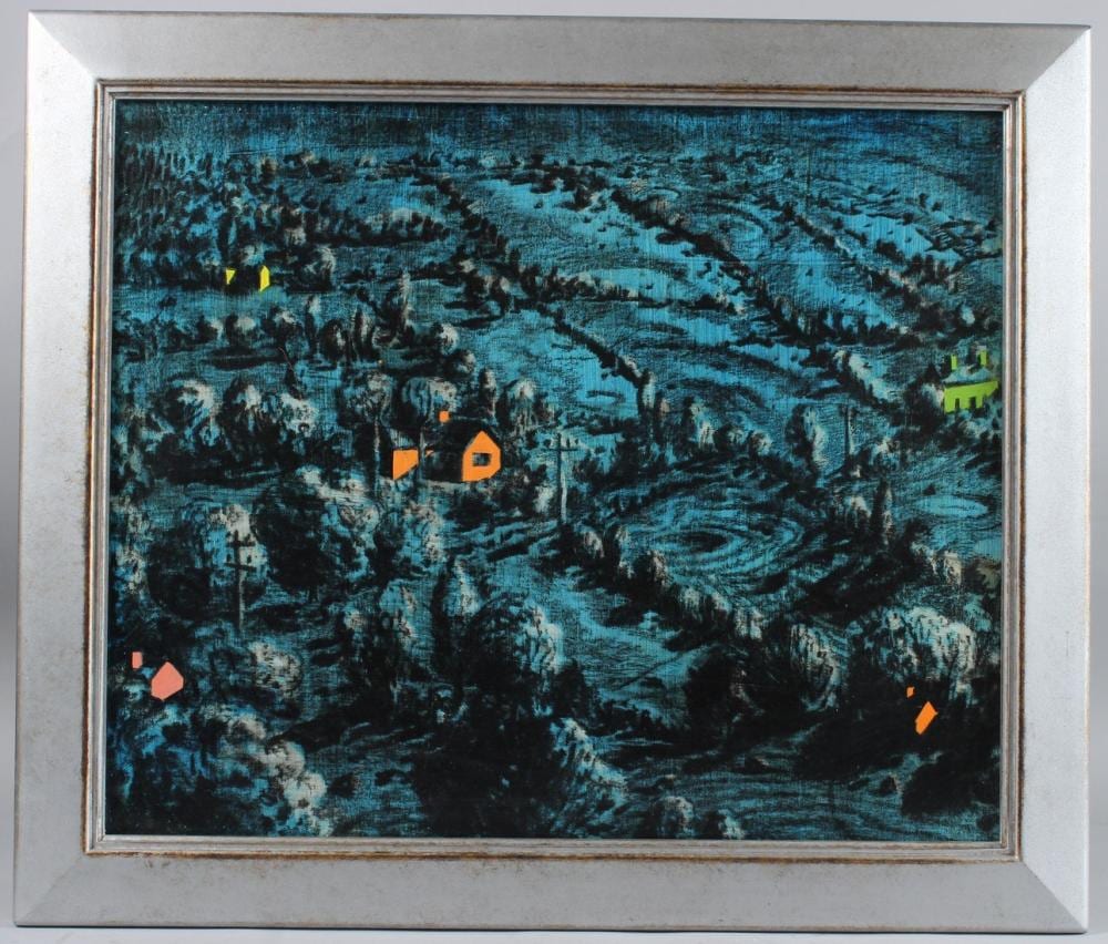 Graham Crowley comparable auction result: graham crowley b 1950 blue fields oil on canvas signed and dated 2000 verso beau arts gallery label 4