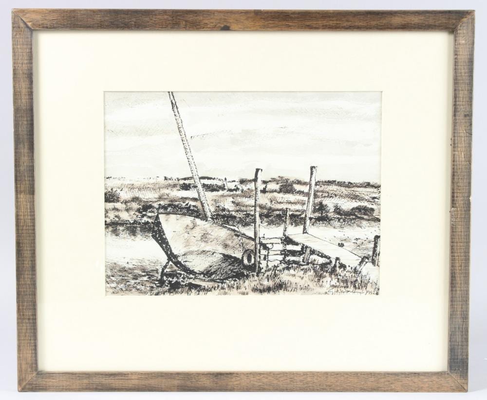 Gabriel Weissmann comparable auction result: gabriel weissmann 1944 1997 boat morston creek ink on paper signed and dated 1992 22 x 30cm