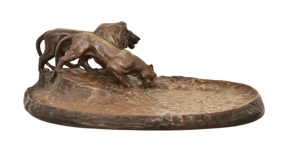 Friedrich Gornik comparable auction result: friedrich gornik austria 1877 1943 bronze sculpture of lions