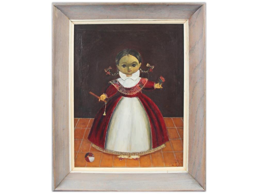 Agapito Labios comparable auction result: agapito labios oil on canvas girl in red dress