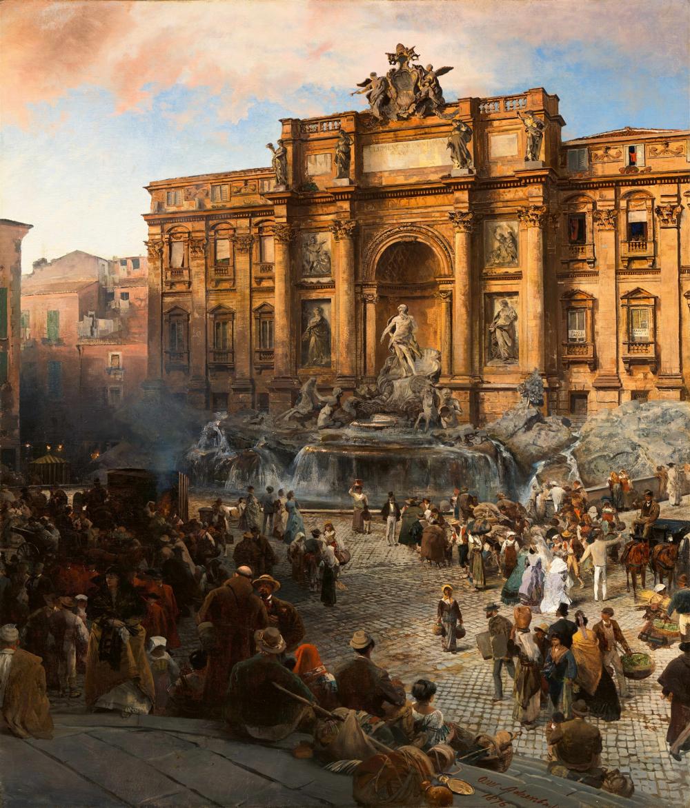 Oswald Achenbach comparable auction result: oswald achenbach fontana di trevi