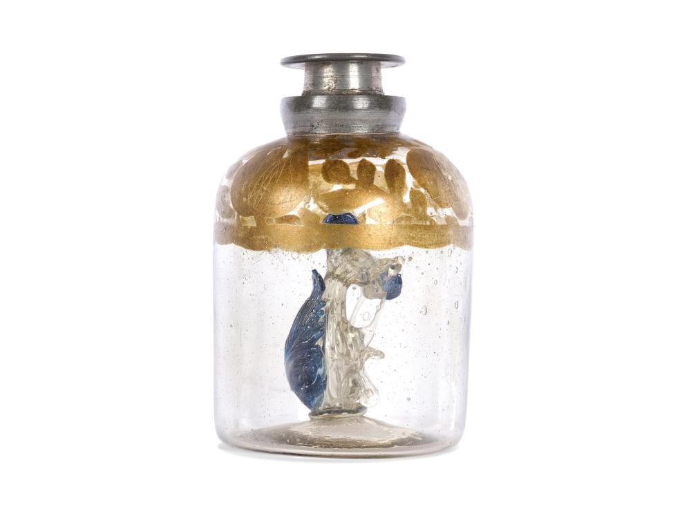 GLASS BOTTLE WITH RABBITS, 18TH CENTURY sold by Tiberius Auctions, lot 2298 — auction record photograph