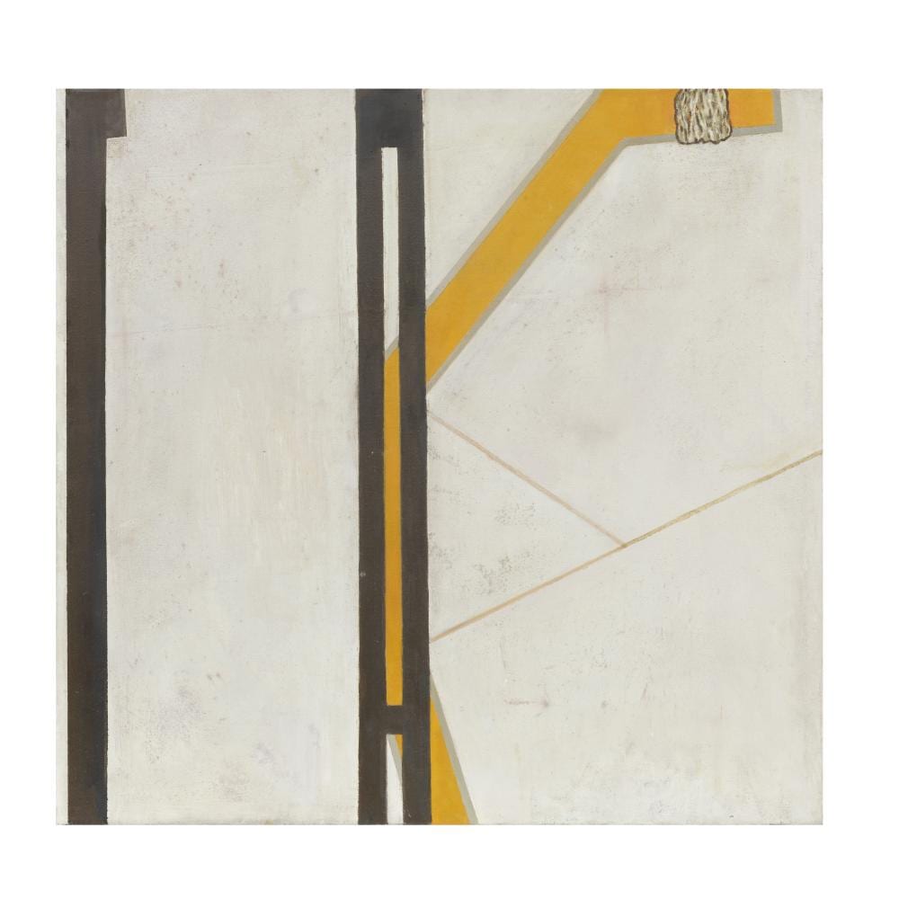 prunella clough 1919 1999 small gate 61 4 x 63 7 cm 24 1 4 x 25 in painted in 1980 · Bonhams · 2025-11-19 Prunella Clough comparable auction result: prunella clough 1919 1999 small gate 61 4 x 63 7 cm 24 1 4 x 25 in painted in 1980