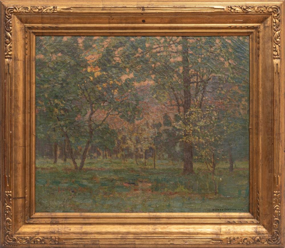 Alfred Jansson comparable auction result: alfred jansson swedish illinois 1863 1931 wooded landscape oil on canvas