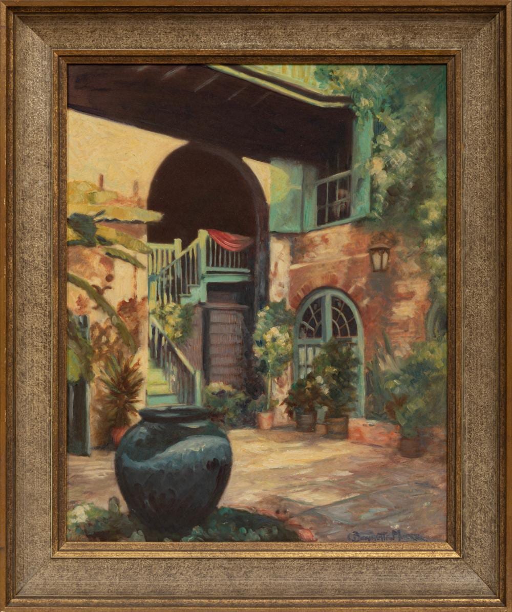 C. Bennette Moore comparable auction result: c bennette moore american louisiana 1879 1939 old brulatour courtyard hand enhanced photograph on paper laid on board