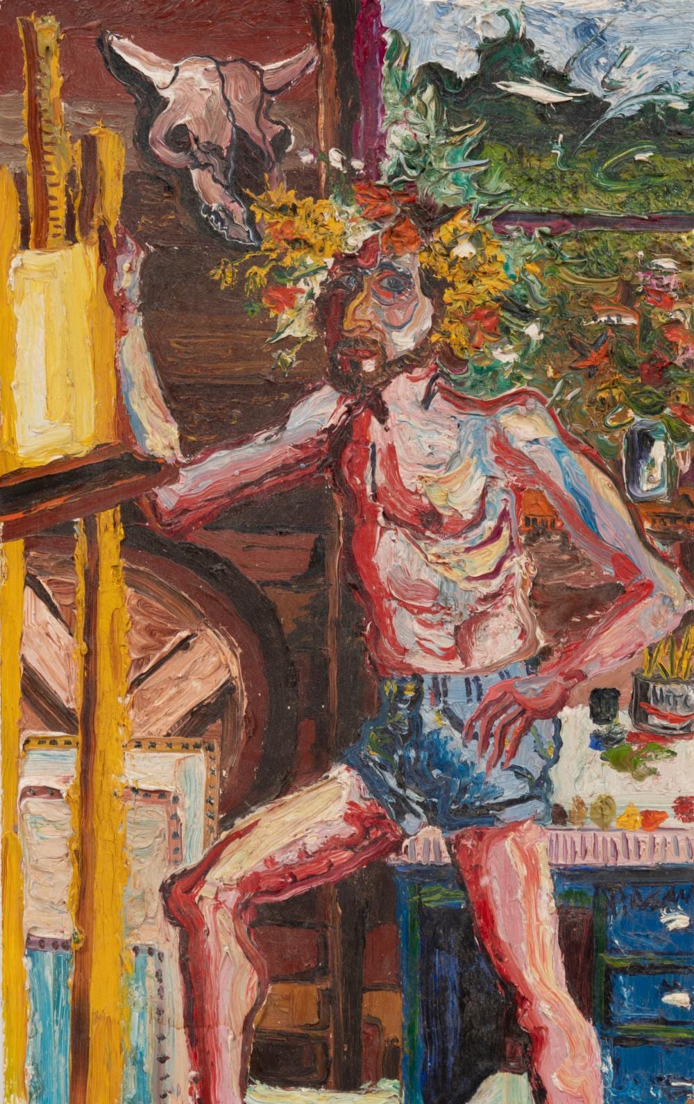 peter dean german american 1934 1993 summer studio portrait 1 oil on masonite · Neal Auction Company · 2025-11-21 Peter Dean comparable auction result: peter dean german american 1934 1993 summer studio portrait 1 oil on masonite