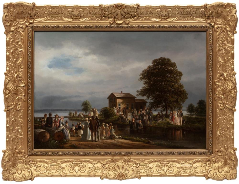 Ferdinand Richardt comparable auction result: ferdinand richardt danish american 1819 1895 river baptism oil on canvas