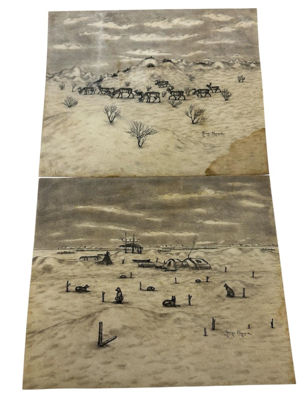 George Ahgupuk comparable auction result: 2 original pen and ink drawings george ahgupuk alaska 1911 2001