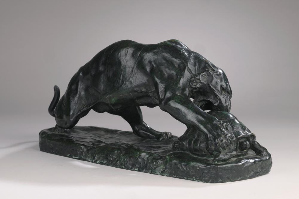 Georges Gardet comparable auction result: georges gardet 1863 1939 le tigre attaquant une tortue