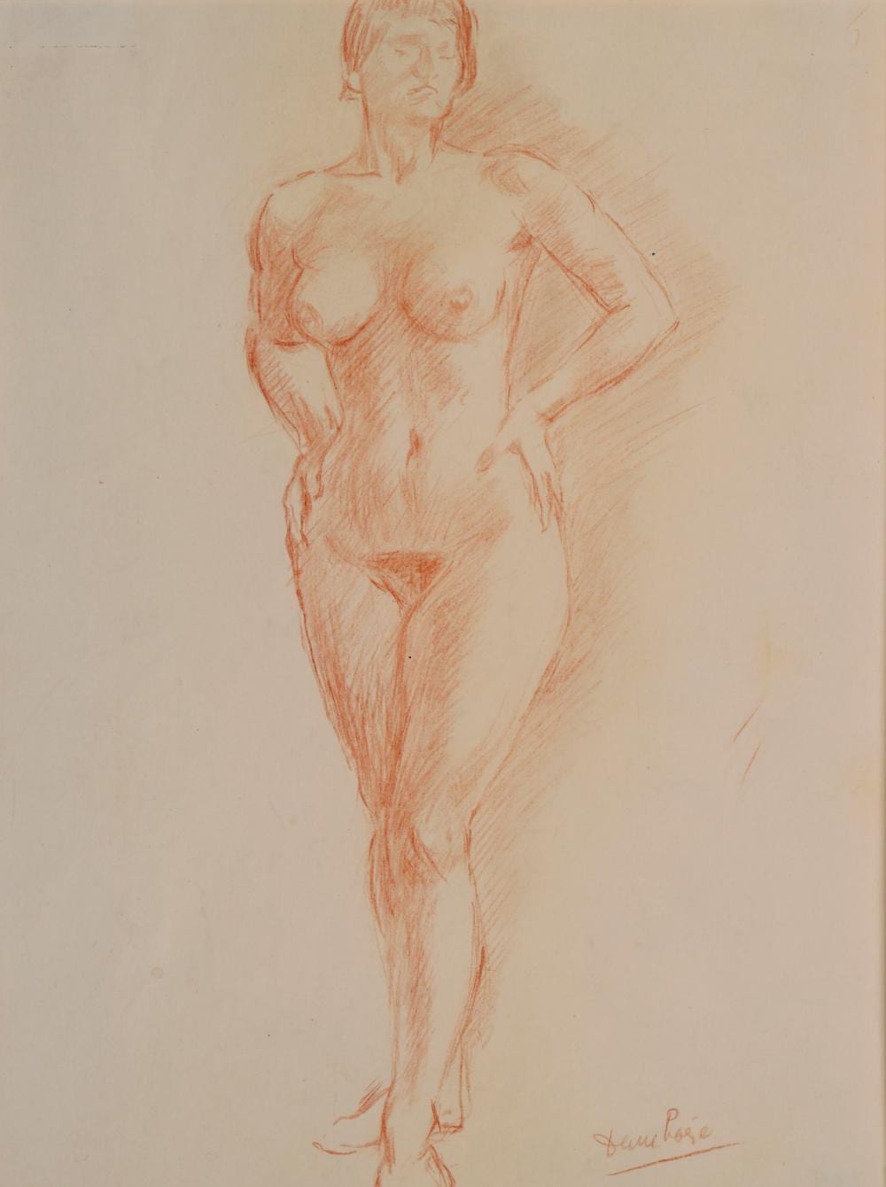 Marcel Damboise comparable auction result: marcel damboise 1903 1992 nu debout les mains sur les hanches
